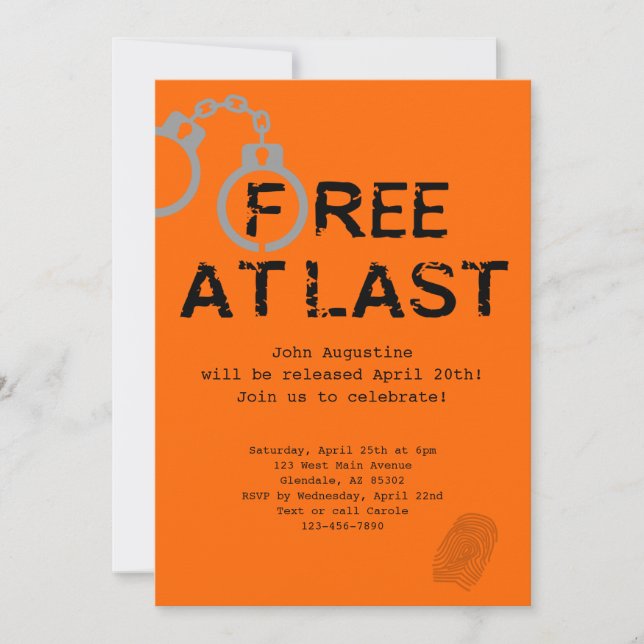 Invitation Sortez de prison Détenu Accueil Fête à la maison (Devant)