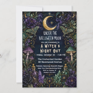 Invitation Sortie nocturne des sorcières, lune d'Halloween, f