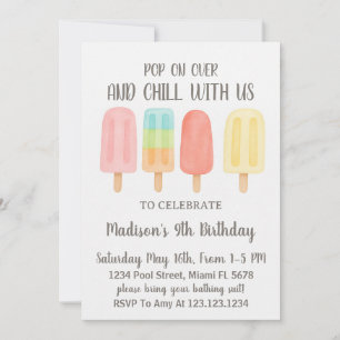Invitation Sote Popsicle Summer Party for Kids