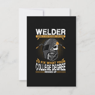 Invitation Soudeur vectoriel utilisant un diplôme d'études se
