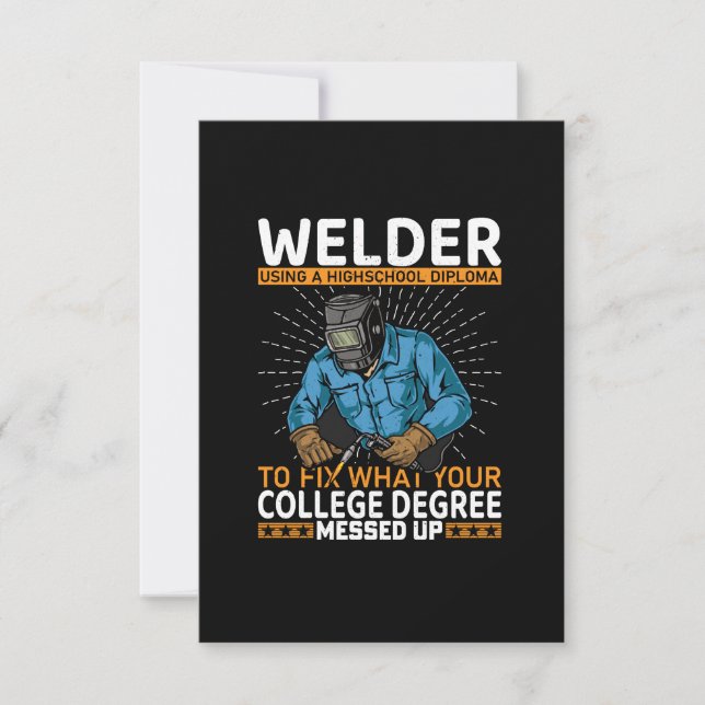 Invitation Soudeur vectoriel utilisant un lycée pour fixer ce (Devant)