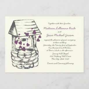 Invitation Souhaitez bien Coeurs de prune Mariages