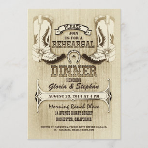 Invitation souliers de cowboy dîner de répétition occidentale