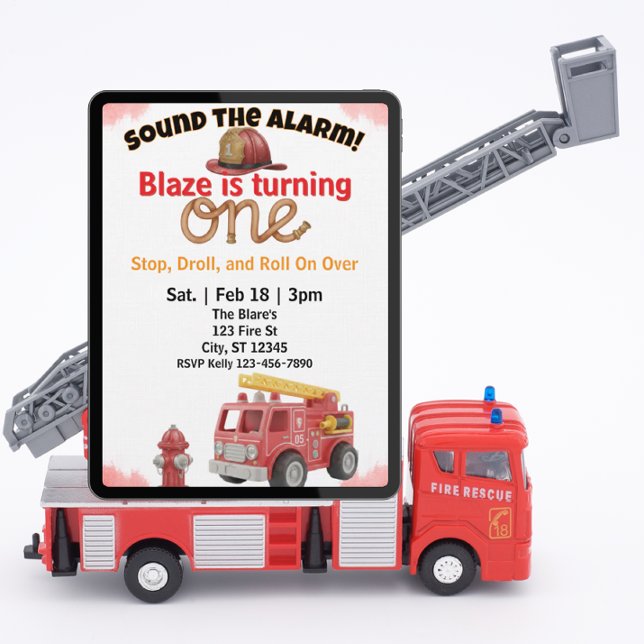 Invitation Sound the Alarm, Firetruck 1st Birthday (Créateur téléchargé)