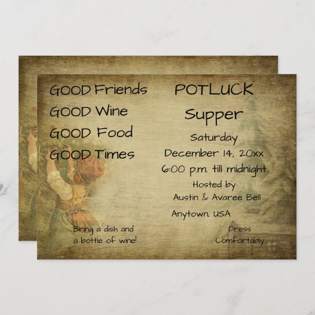 Invitation Souper Partage de Noël (Devant / Derrière)