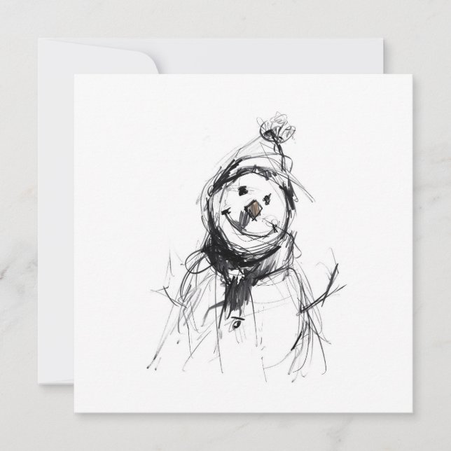 Invitation Souriant joyeux bonhomme de neige (Devant)