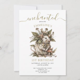 Invitation Souris de forêt enchantée 1er anniversaire