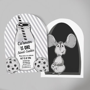 Invitation Souris Lait et Cookie Douce Première Anniversaire