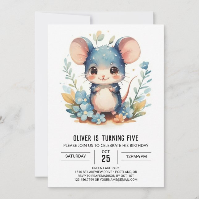 Invitation Souris Magique pour enfants Anniversaire (Devant)