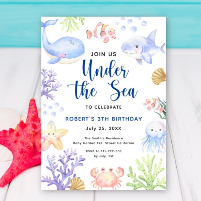Invitation Sous la fête d'anniversaire de la mer (Créateur téléchargé)