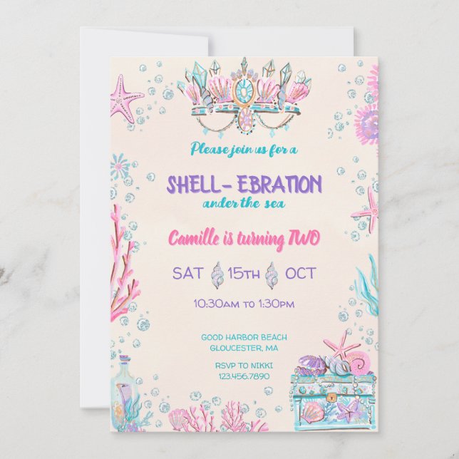 Invitation Sous la fête d'anniversaire de la mer (Devant)