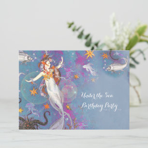 Invitation Sous la fête d'anniversaire de la sirène de mer