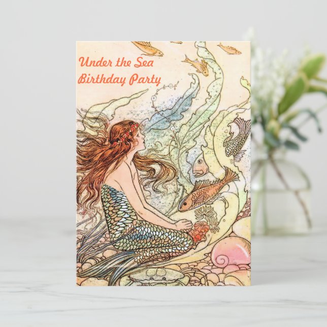 Invitation Sous la fête d'anniversaire de la sirène de mer (Debout devant)
