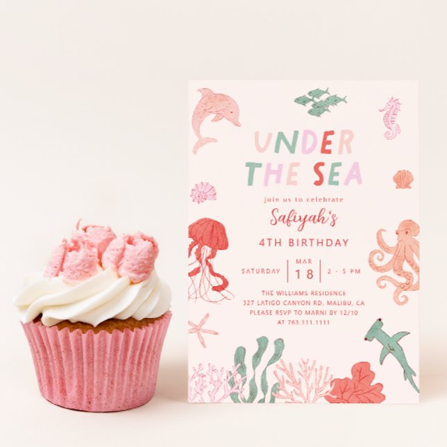 Invitation Sous La Fête D'Anniversaire Des Filles De La Mer (Créateur téléchargé)