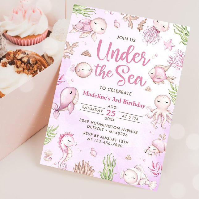 Invitation Sous La Fête D'Anniversaire Des Filles De La Mer (Créateur téléchargé)