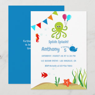 Invitation Sous la fête d'anniversaire du Sea Boy