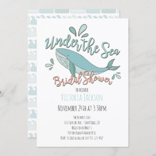 Invitation Sous la Fête de l'mariée des baleines marines