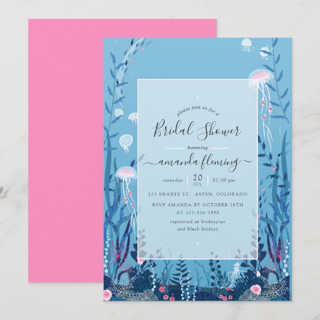 Invitation Sous la Fête des mariées marine (Devant / Derrière)