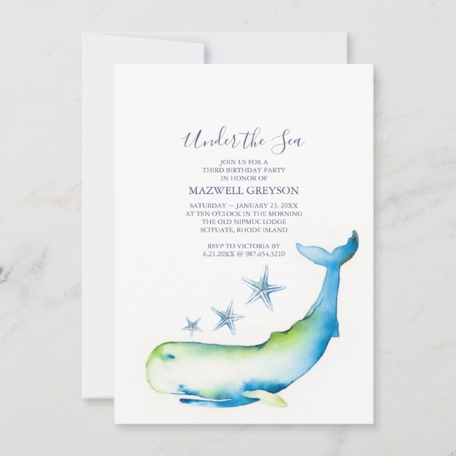 Invitation Sous la mer 3ème fête d'anniversaire (Devant)