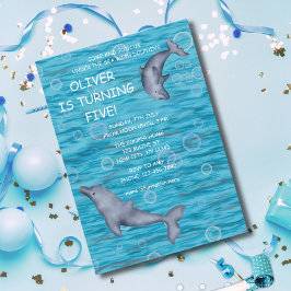 Invitation Sous La Mer Avec Dauphins Anniversaire