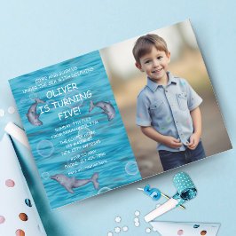 Invitation Sous La Mer Avec Dauphins Anniversaire