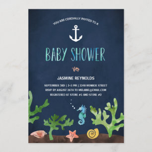 Invitation Sous la mer Baby shower nautique