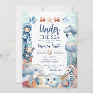Invitation Sous la mer Créatures Baby shower de vie océanique