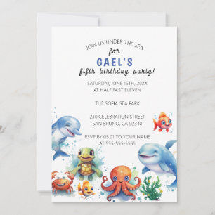 Invitation Sous la mer Cute Nautical Boys fête d'anniversaire