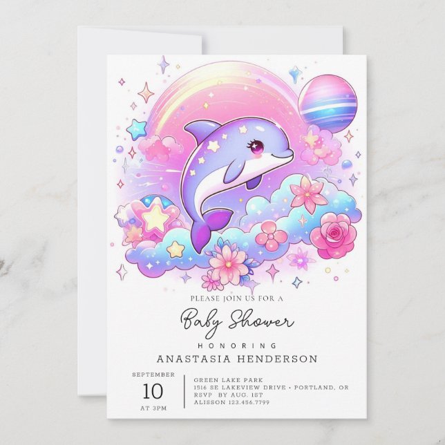 Invitation Sous la mer Majestic Dolphin Baby (Devant)