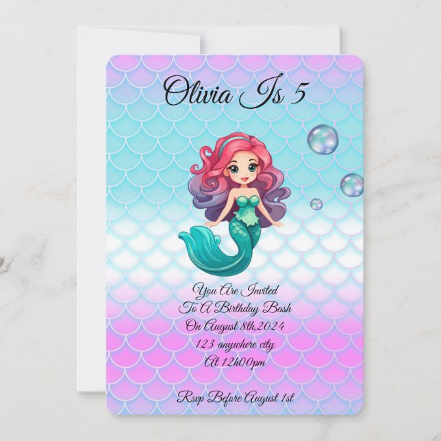INVITATION SOUS LA MER MERMAID L'INVITATION D'ANNIVERSAIRE (Devant)