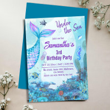 Sous la mer sirène bleu & violet 3e anniversaire