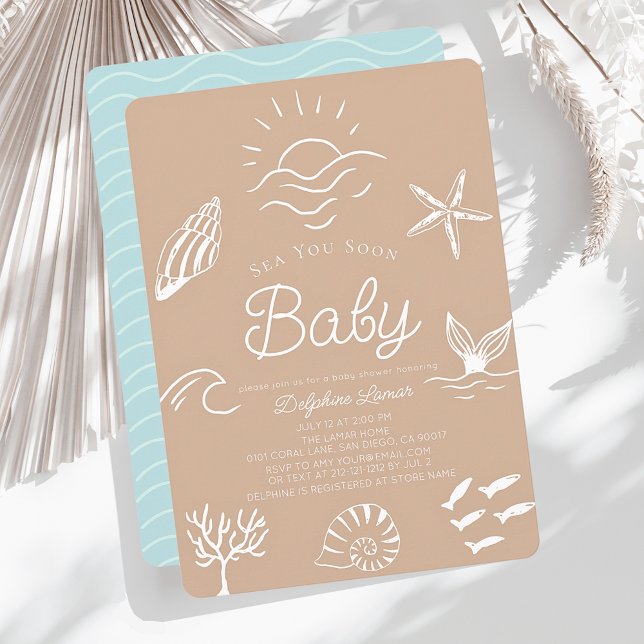 Invitation Sous la mer, vous bientôt Baby shower Brown (Créateur téléchargé)