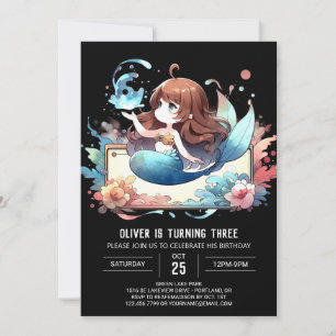 Invitation Sous la mer Whimsy Mermaid Anniversaire