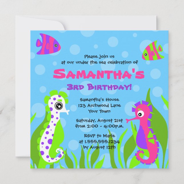 Invitation Sous la partie orientée d'anniversaire de enfant (Devant)