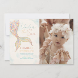 Invitation Sous la voile de sirène de mer fête d'anniversaire