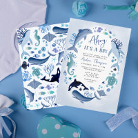 Sous l'Ahoy bleu mer C'est un Baby shower garçon