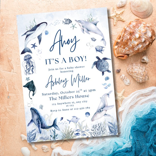 Invitation Sous l'Ahoy marin Nautique C'est un Baby shower ga (Créateur téléchargé)