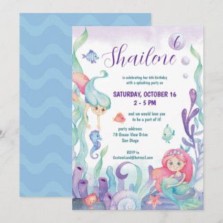 Invitation Sous L'Aquarelle De Mer Fête Anniversaire En