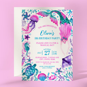 Invitation Sous l'aquarelle marine Fête d'anniversaire de la 