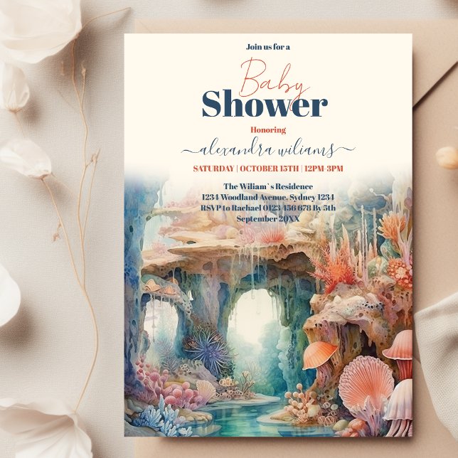 Invitation Sous le Baby shower d'animaux marins (Créateur téléchargé)