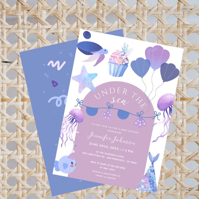 Invitation Sous le Baby shower d'animaux marins (Créateur téléchargé)