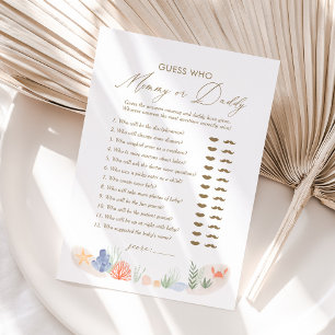 Invitation Sous le Baby shower de la mer Devinez qui maman ou