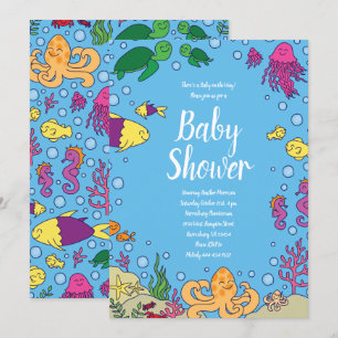 Invitation Sous le Baby shower de la mer Poisson Océan
