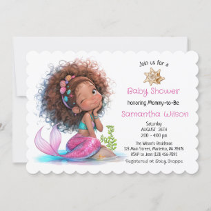 Invitation Sous le Baby shower de la petite sirène de la peti