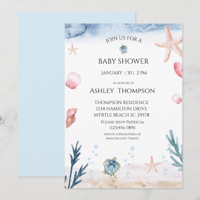 Invitation Sous le Baby shower de l'égalité des sexes dans la (Devant / Derrière)