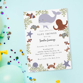 Invitation Sous le Baby shower de mer Cute Neutral