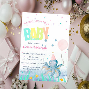 Invitation Sous le Baby shower de pieuvres du coquillage de l