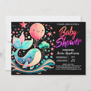 Invitation Sous le Baby shower des filles nautiques de balein
