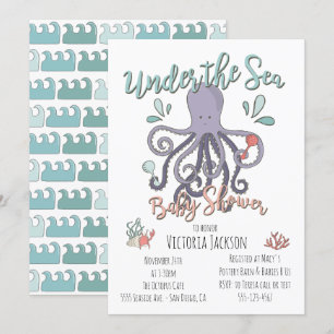 Invitation Sous le Baby shower des pieuvres de mer