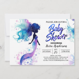 Invitation Sous le Baby shower des sirènes de mer